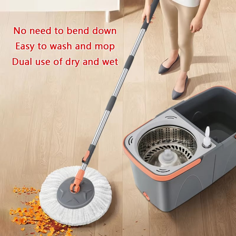 Stainless Steel Flat Mop – Easy Clean 360° Rotating Mop for Home & Office, Wet & Dry Dual Use Cleaning System